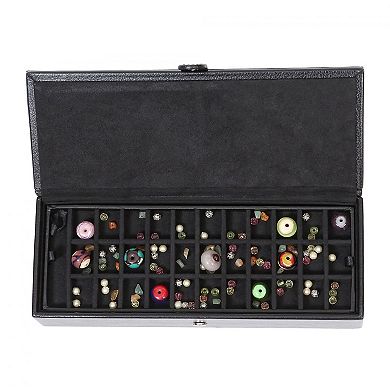 Mele and Co Since 1912 Ainsley Snap Closure Travel Jewelry Box Organizer - Rectangle Black