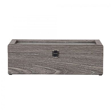 Mele and Co Nolan Wooden Glass Top Watch Storage Box in Gray Woodgrain Finish