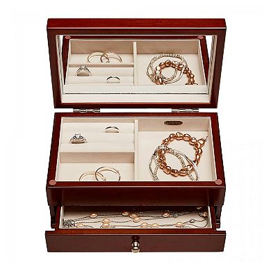 Mele and Co Wood with Walnut Finish Brynn Jewelry Box with Florentine Marquetry Motif