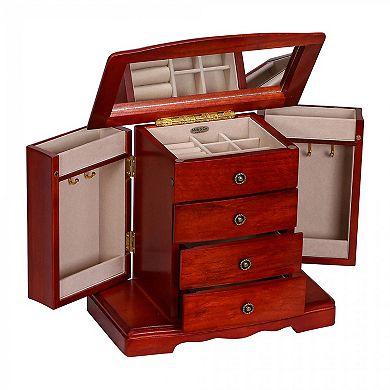Mele and Co Harmony Wooden Cherry Finish Musical Jewelry Box