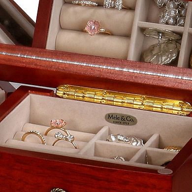 Mele and Co Harmony Wooden Cherry Finish Musical Jewelry Box