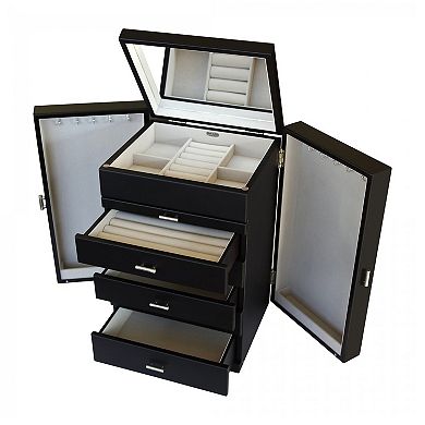 Mele and Co Geneva Upright Wooden Jewelry Box in Java Finish