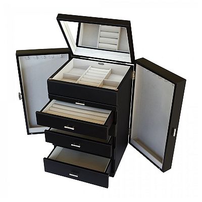 Mele and Co Geneva Upright Wooden Jewelry Box in Java Finish