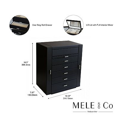 Mele and Co Geneva Upright Wooden Jewelry Box in Java Finish