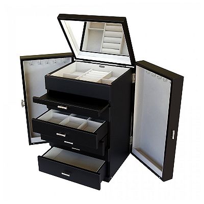 Mele and Co Geneva Upright Wooden Jewelry Box in Java Finish