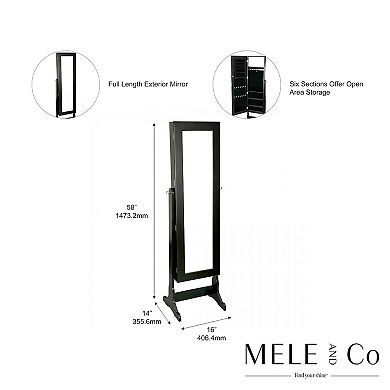 Mele and Co Victoria Mirrored Wooden Jewelry Armoire