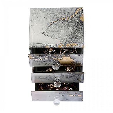 Mele & Co. Maura Marbled Gray Glass Jewelry Box