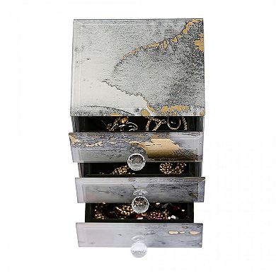 Mele and Co Maura Marbled Gray Glass Jewelry Box