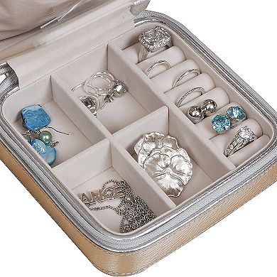 Mele and Co Metallic Faux-Leather Luna Travel Jewelry Case