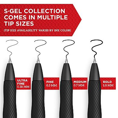 Sharpie® S-Gel, Gel Pens - Medium Point (0.7mm) Black Ink - 4 Count