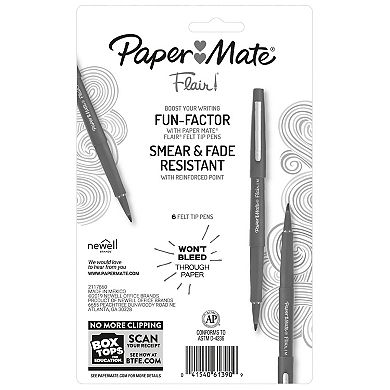 Paper Mate® Flair Felt Tip Pens, Medium Point (0.7mm) - Assorted Colors - 6 Count
