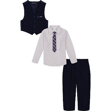 Baby Boy Van Heusen 4-piece Birdseye Vest, Shirt, Tie & Pants Set