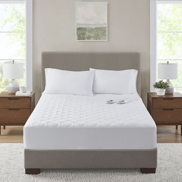 California King Microfiber Heated Mattress Pad White - Serta