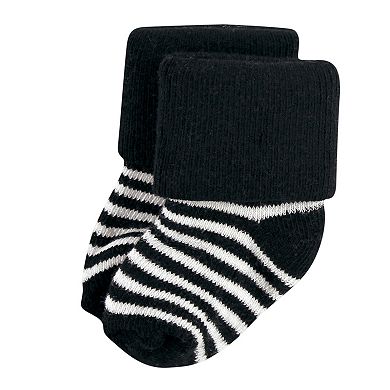 Hudson Baby Infant Boy Cotton Rich Newborn and Terry Socks, Buffalo Plaid Moose