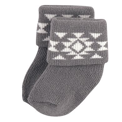 Hudson Baby Infant Boy Cotton Rich Newborn and Terry Socks, Buffalo Plaid Moose