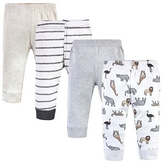 Hudson Baby Baby and Toddler Cotton Pants 4 pk Neutral Safari