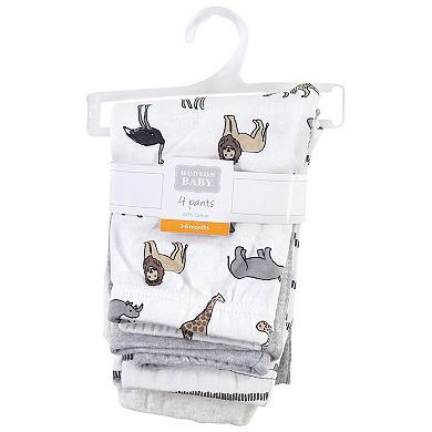 Hudson Baby Baby and Toddler Cotton Pants 4pk, Neutral Safari