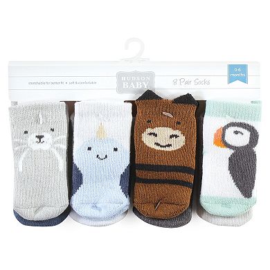 Hudson Baby Infant Boy Cotton Rich Newborn and Terry Socks, Arctic Animals