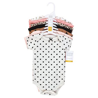 Hudson Baby Infant Girl Cotton Bodysuits, Cinnamon Pink Prints, 0-3 Months