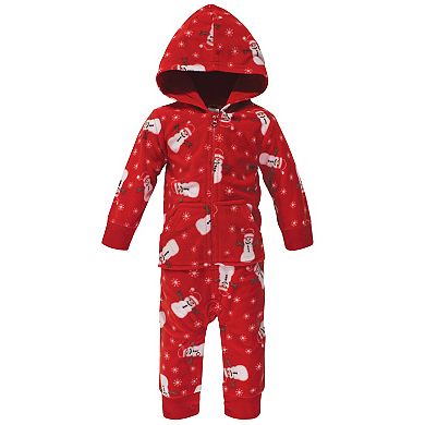 Hudson Baby Infant Fleece Jumpsuits, Coveralls, and Playsuits 2pk, Santa Snowman