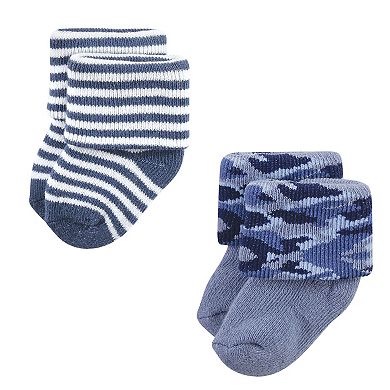 Hudson Baby Infant Boys Cotton Rich Newborn and Terry Socks, Dinosaur Explorer