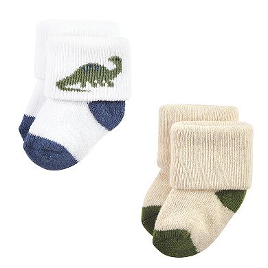 Hudson Baby Infant Boys Cotton Rich Newborn and Terry Socks, Dinosaur Explorer