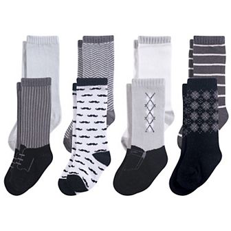 Hudson Baby Infant Boy Cotton Rich Knee-High Socks, Black Gentleman