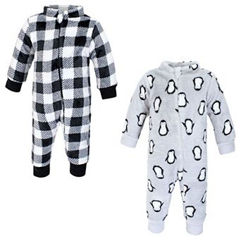 Hudson Baby Infant Boy Plush Jumpsuit, Gray Penguin, 6-9 Months