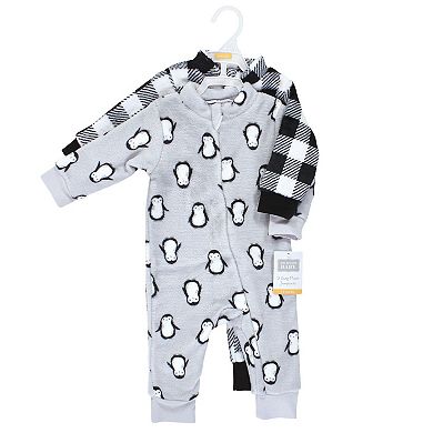 Hudson Baby Infant Boy Plush Jumpsuit, Gray Penguin, 6-9 Months