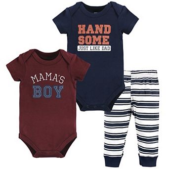 Hudson Baby Infant Boys Cotton Bodysuit and Pant Set, Mamas Boy