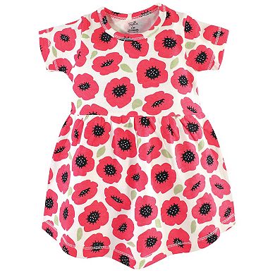 Touched by Nature Baby and Toddler Girl Organic Cotton Dress and Cardigan 2pc Set, Poppy