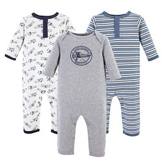 Hudson Baby Infant Boy Cotton Coveralls 3 pk Aviation