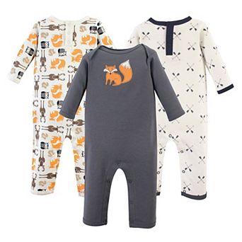 Hudson Baby Infant Boy Cotton Coveralls 3 pk Forest, 3-6 Months
