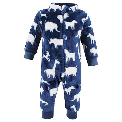 Hudson Baby Infant Boy Plush Jumpsuits, Safari Silhouette, 0-3 Months