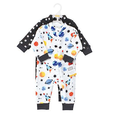 Hudson Baby Infant Boy Plush Jumpsuits, Space Adventure