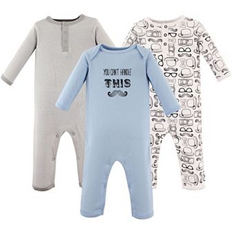 Hudson Baby Infant Boy Cotton Coveralls 3 pk Mustache
