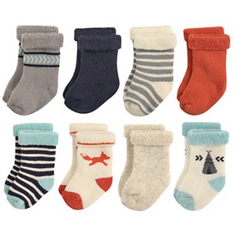 Hudson Baby Infant Boy Cotton Rich Newborn and Terry Socks, Boy Fox