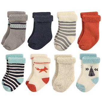 Hudson Baby Infant Boy Cotton Rich Newborn and Terry Socks, Boy Fox, 0-6 Months