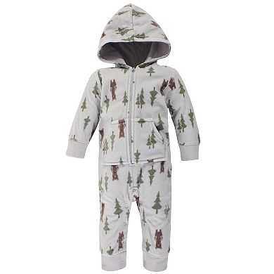Hudson Baby Infant Boy Fleece Jumpsuits, Coveralls, and Playsuits 2pk, Forest Bear