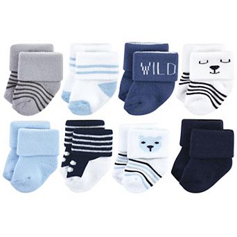 Hudson Baby Infant Boy Cotton Rich Newborn and Terry Socks, Bear Boy 12 pk 0-6 Months