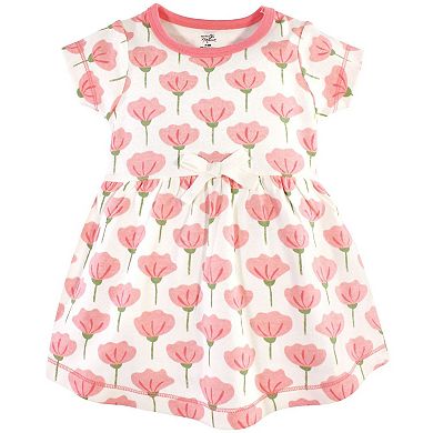 Touched by Nature Baby and Toddler Girl Organic Cotton Dress and Cardigan 2pc Set, Tulip, 6-9 Months