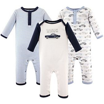 Hudson Baby Infant Boy Cotton Coveralls 3 pk Classic Car, 6-9 Months