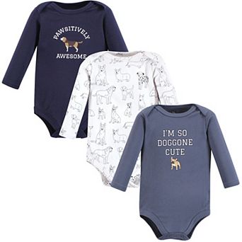 Hudson Baby Infant Boy Cotton Long-Sleeve Bodysuits, Boy Dogs 3-Pack, 6-9 Months