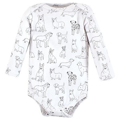Hudson Baby Infant Boy Cotton Long-Sleeve Bodysuits, Boy Dogs 3-Pack, 6-9 Months