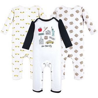 Hudson Baby Infant Boy Cotton Coveralls 3 pk Nyc, 0-3 Months