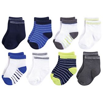 Hudson Baby Infant Boy Cotton Rich Newborn and Terry Socks, Navy Charcoal