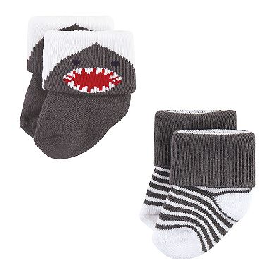 Hudson Baby Infant Boy Cotton Rich Newborn and Terry Socks, Sea Creatures