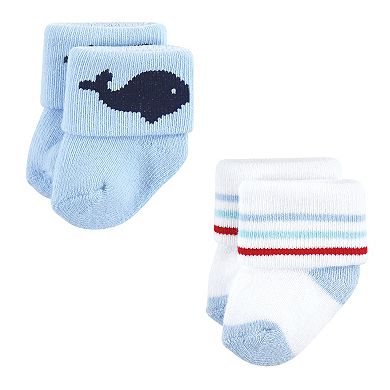 Hudson Baby Infant Boy Cotton Rich Newborn and Terry Socks, Sea Creatures