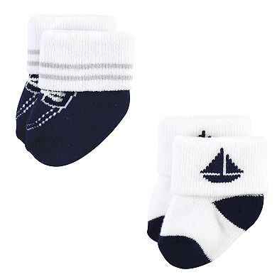 Hudson Baby Infant Boy Cotton Rich Newborn and Terry Socks, Nautical 12-Pack