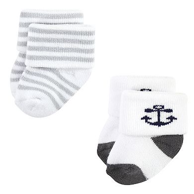 Hudson Baby Infant Boy Cotton Rich Newborn and Terry Socks, Nautical 12-Pack